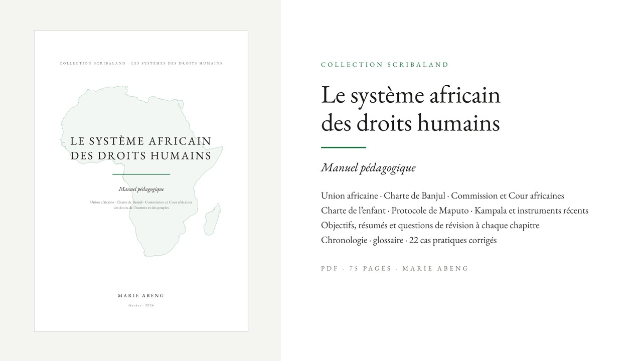 Le système africain des droits humains, manuel pédagogique de Marie Abeng : couverture et présentation