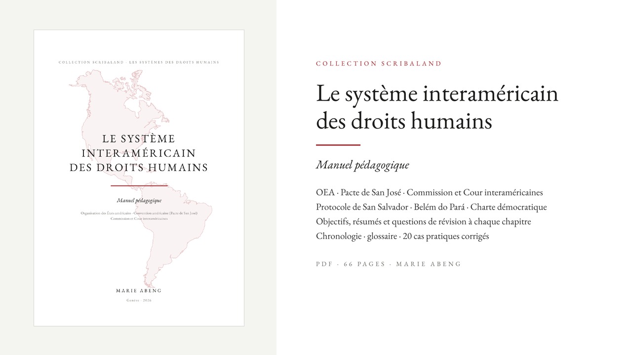 Le système interaméricain des droits humains, manuel pédagogique de Marie Abeng : couverture et présentation
