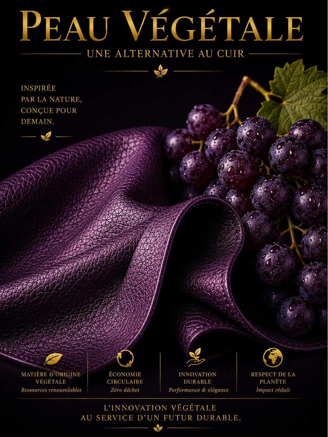 Raisins violets et matière texturée, illustration de la recherche sur la peau raisinée